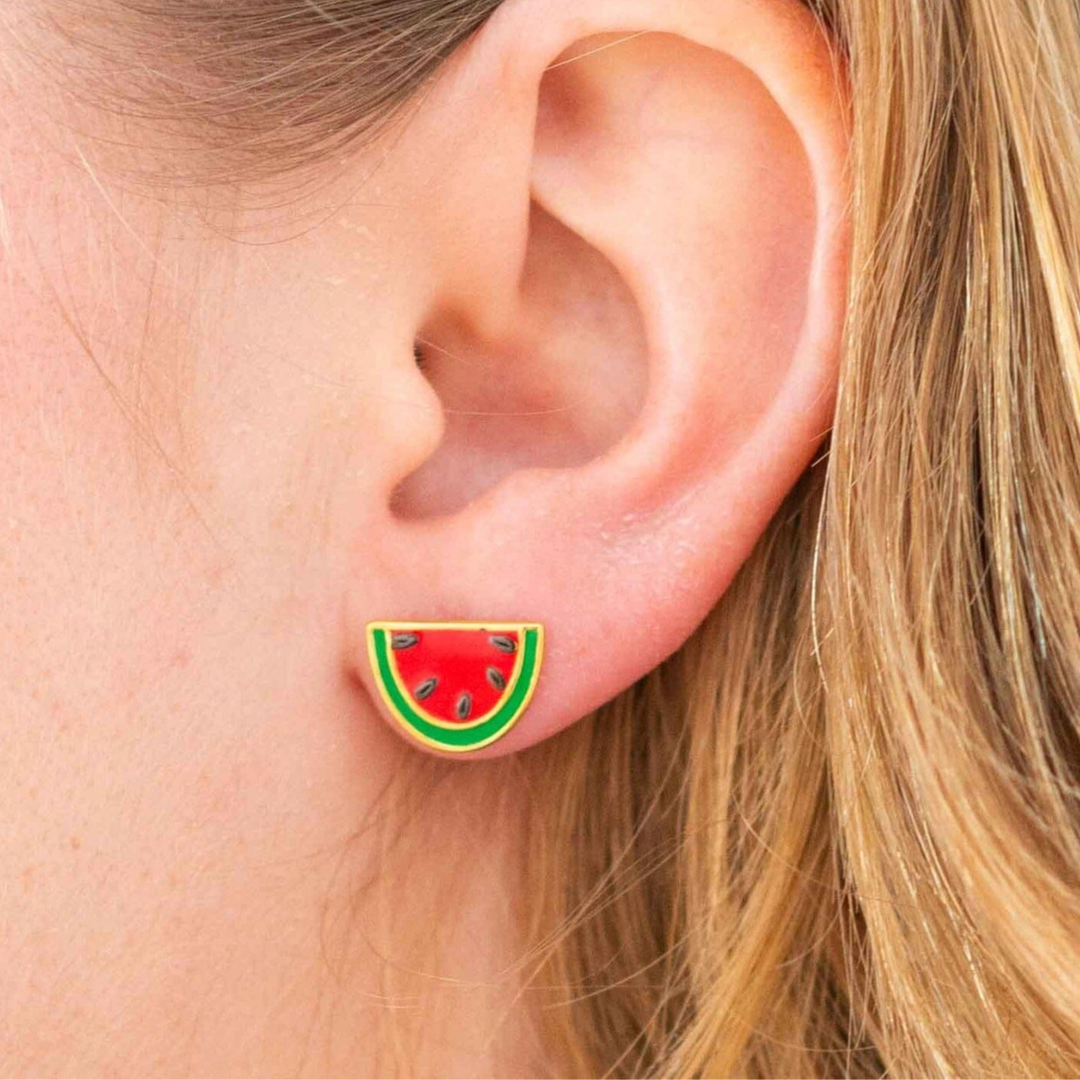 Watermelon Enamel Earrings