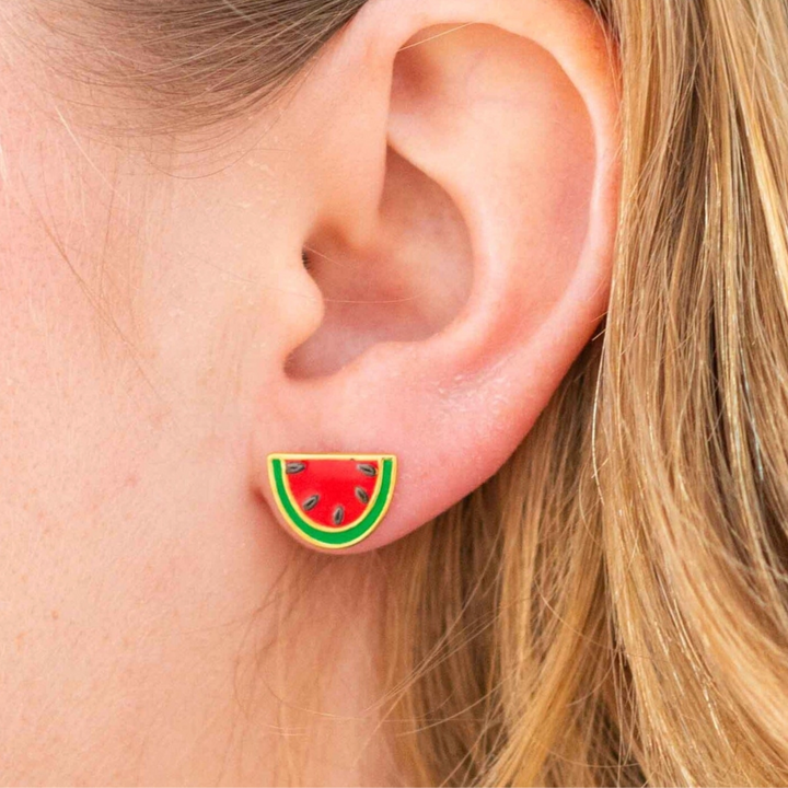 Watermelon Enamel Earrings