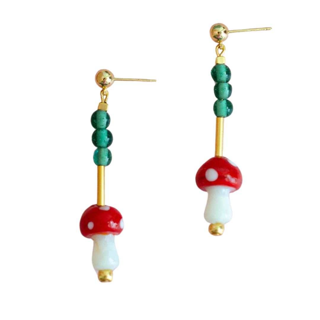 Mushroom Beaded Earrings