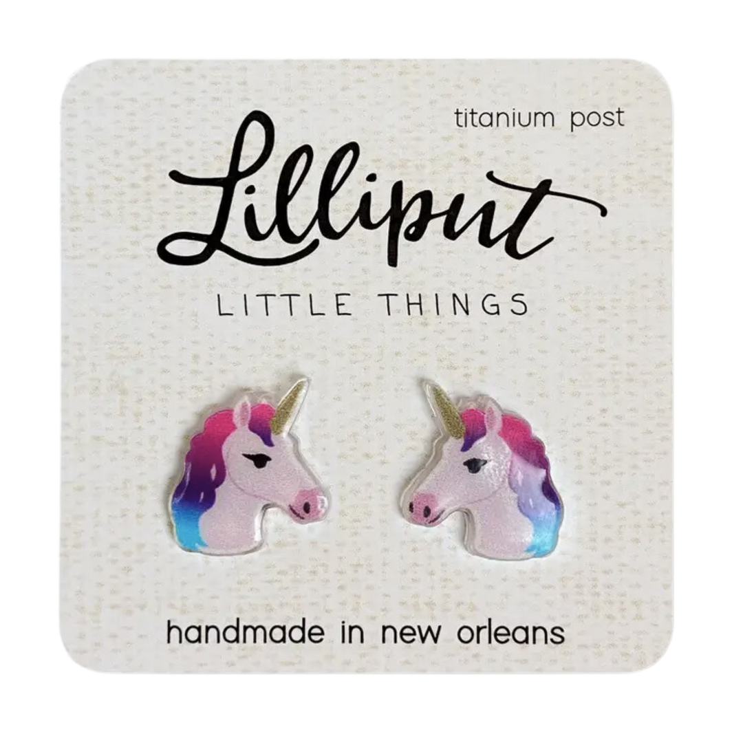 Rainbow Unicorn Earrings- Pink