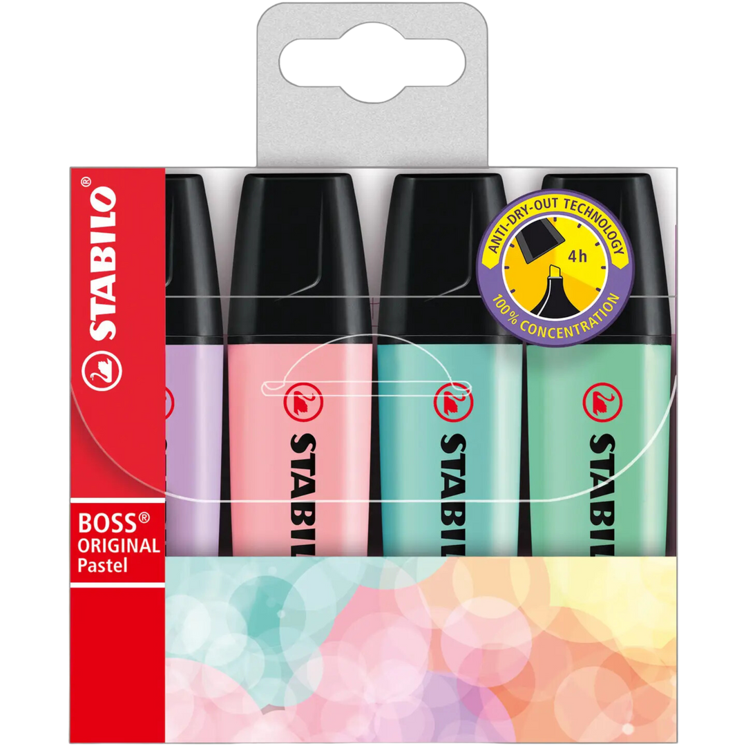 Stabilo Boss Original Pastel Highlighters 4-Colors Set