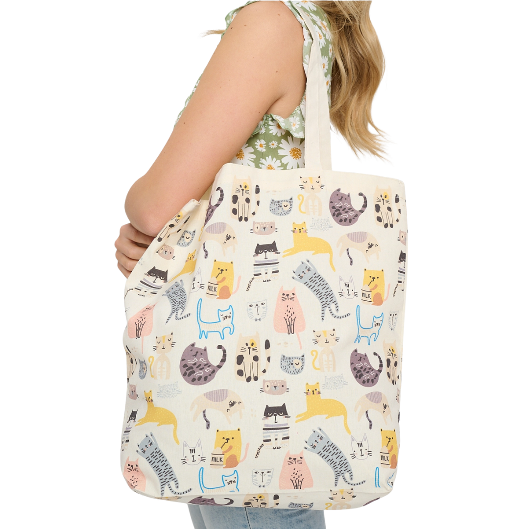 Colorful Cat Print Tote Bags