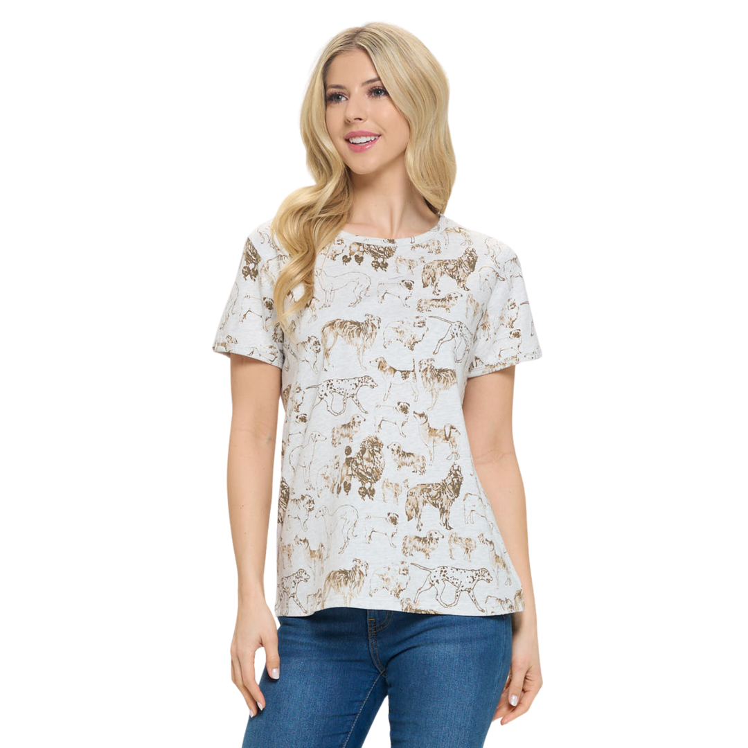 Multi Dog Print T-Shirt