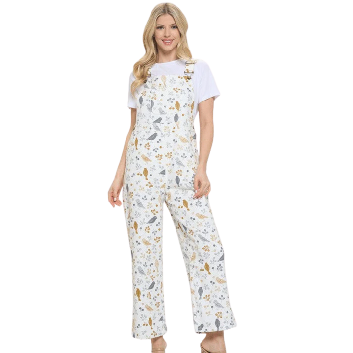 Bird Floral Print Jumpsuit