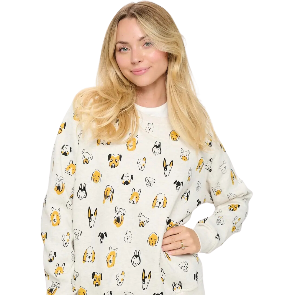 Colorful Dog Head Print Sweatshirt