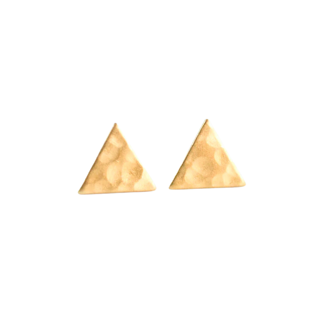 Hammered Brass Triangle Studs