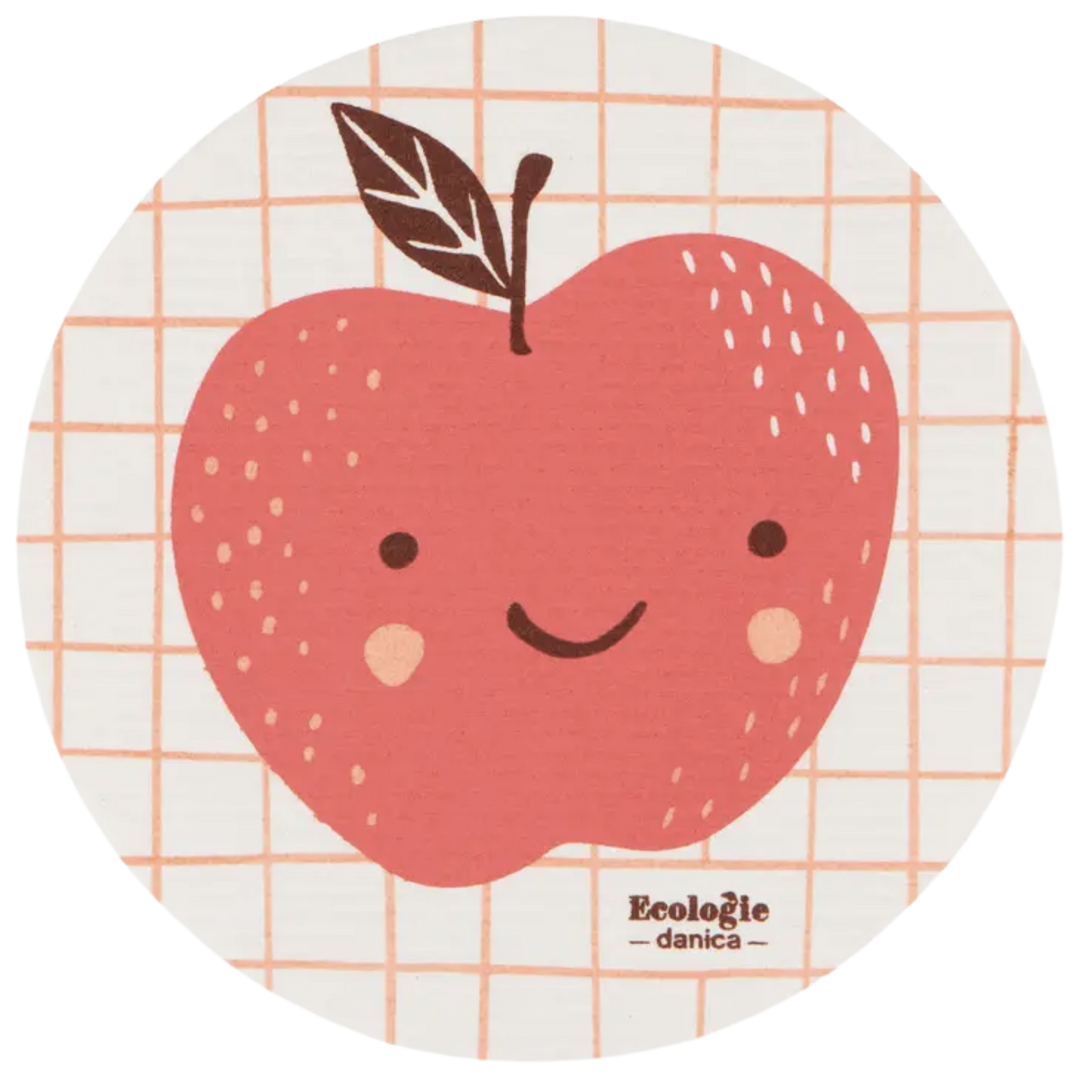 Apple Fruit Face Round Swedish Dishcloth
