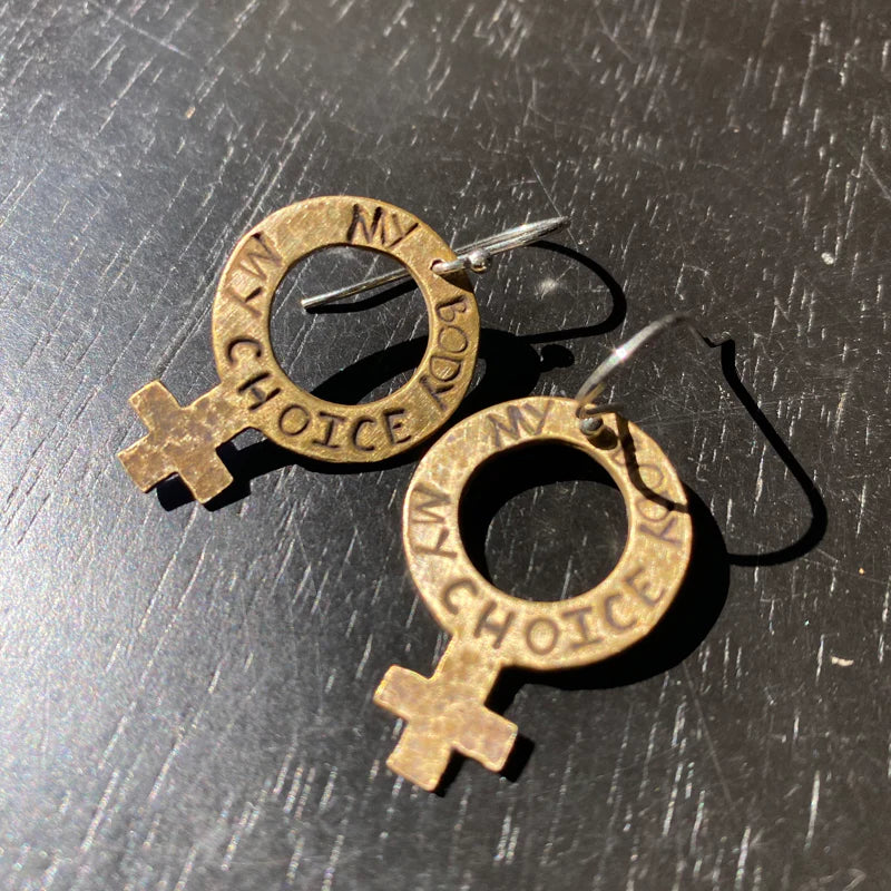 My Body My Choice Brass Earrings