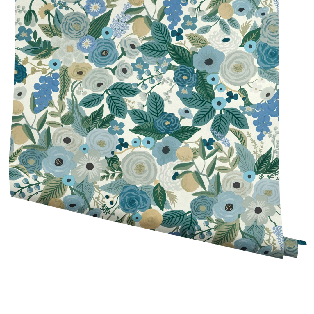 Garden Party Blue Continuous Wrapping Roll