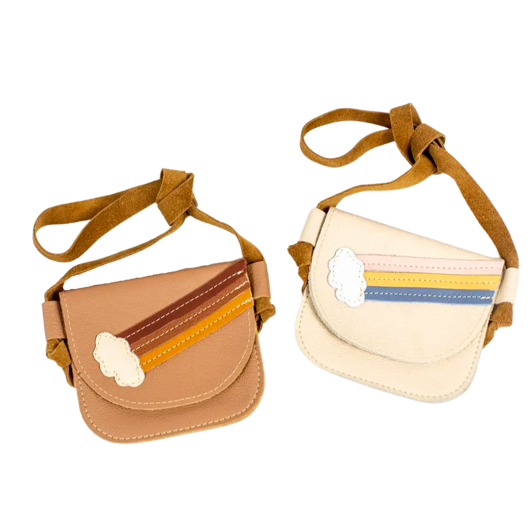 Cream & Oat Rainbow Leather Purse Toddler & Kids
