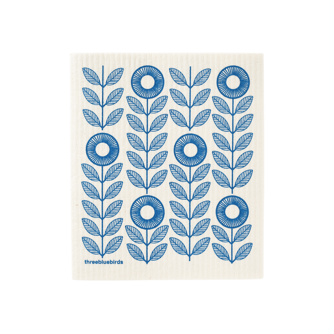 Blue Sunflowers Swedish Dishcloth