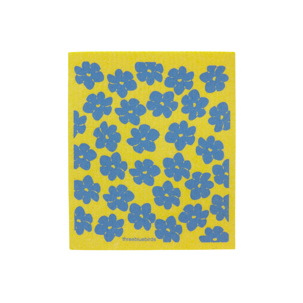 Periwinkle Poppies Swedish Dishcloth