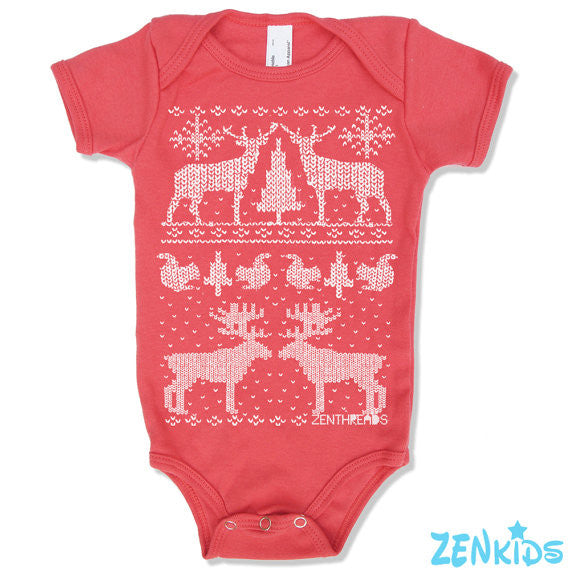 Christmas Print Onesie in Red