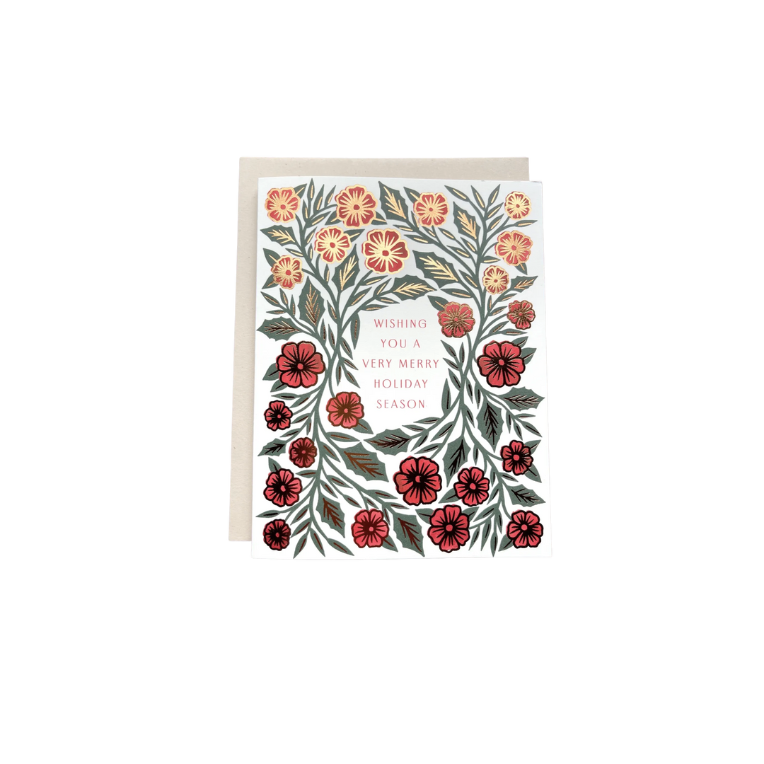 Wishing You a Very Merry Holiday Season Foil Stamped Greeting Card