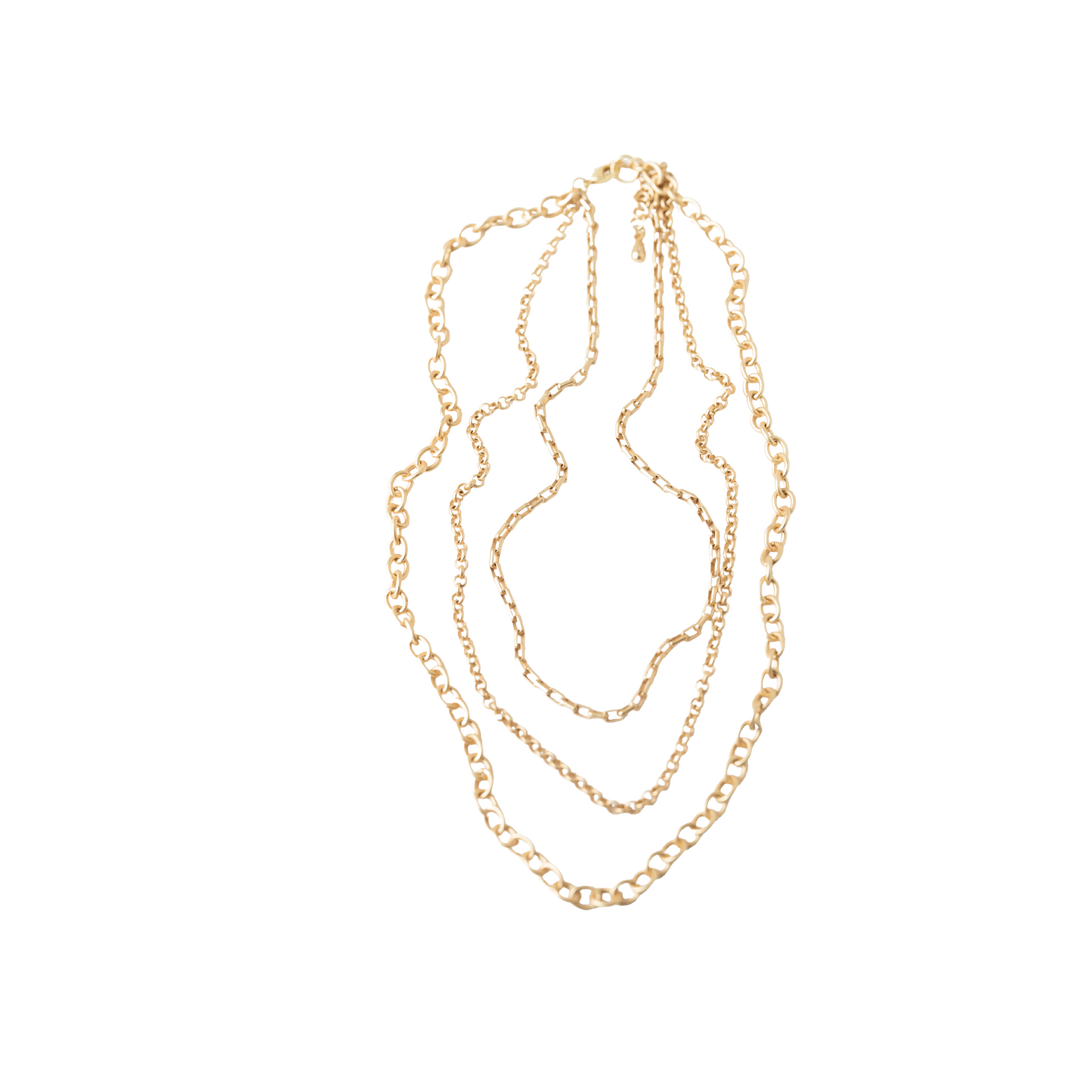 Multi-Strand Gold Chain Layering Necklace