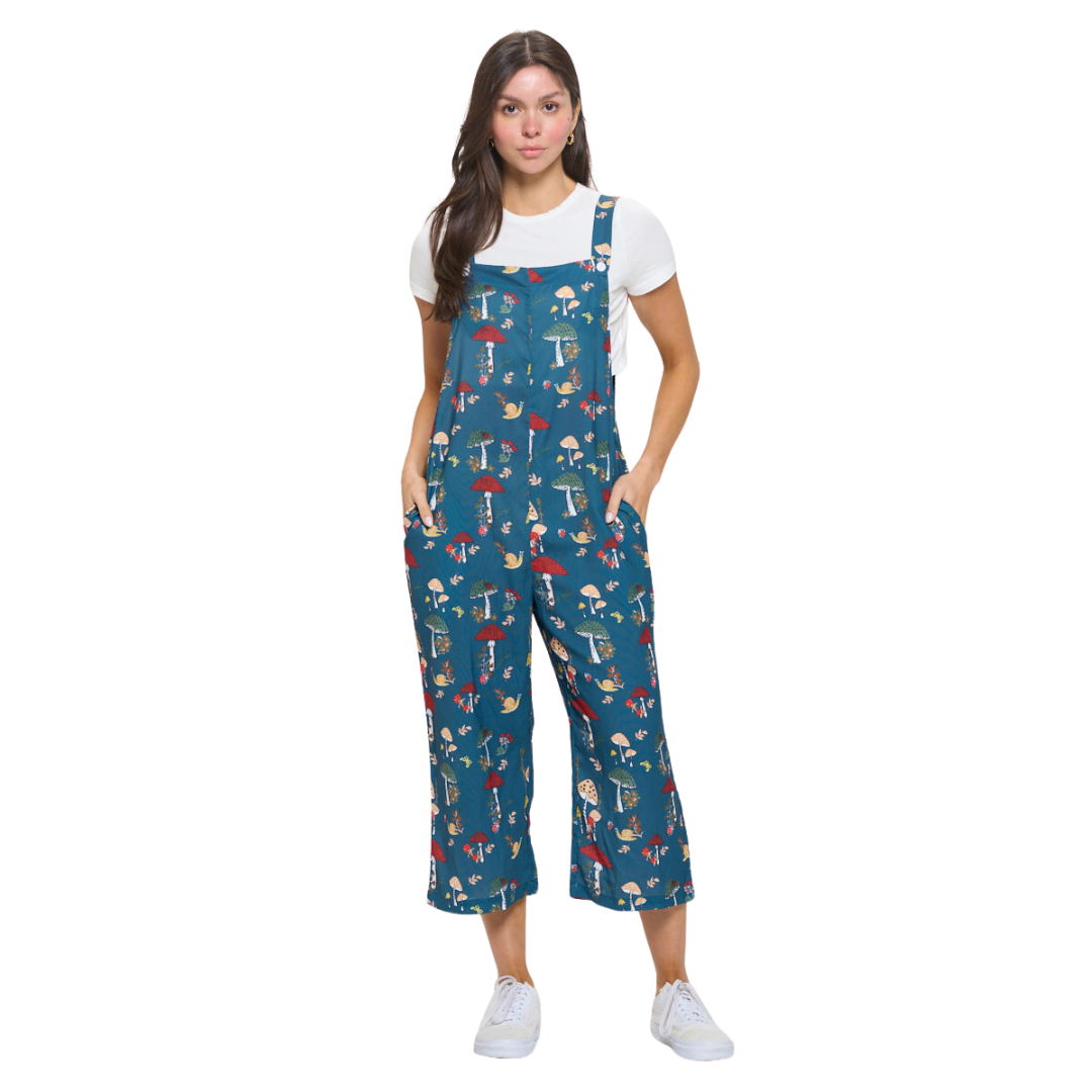 Mushroom Bug Print Overalls