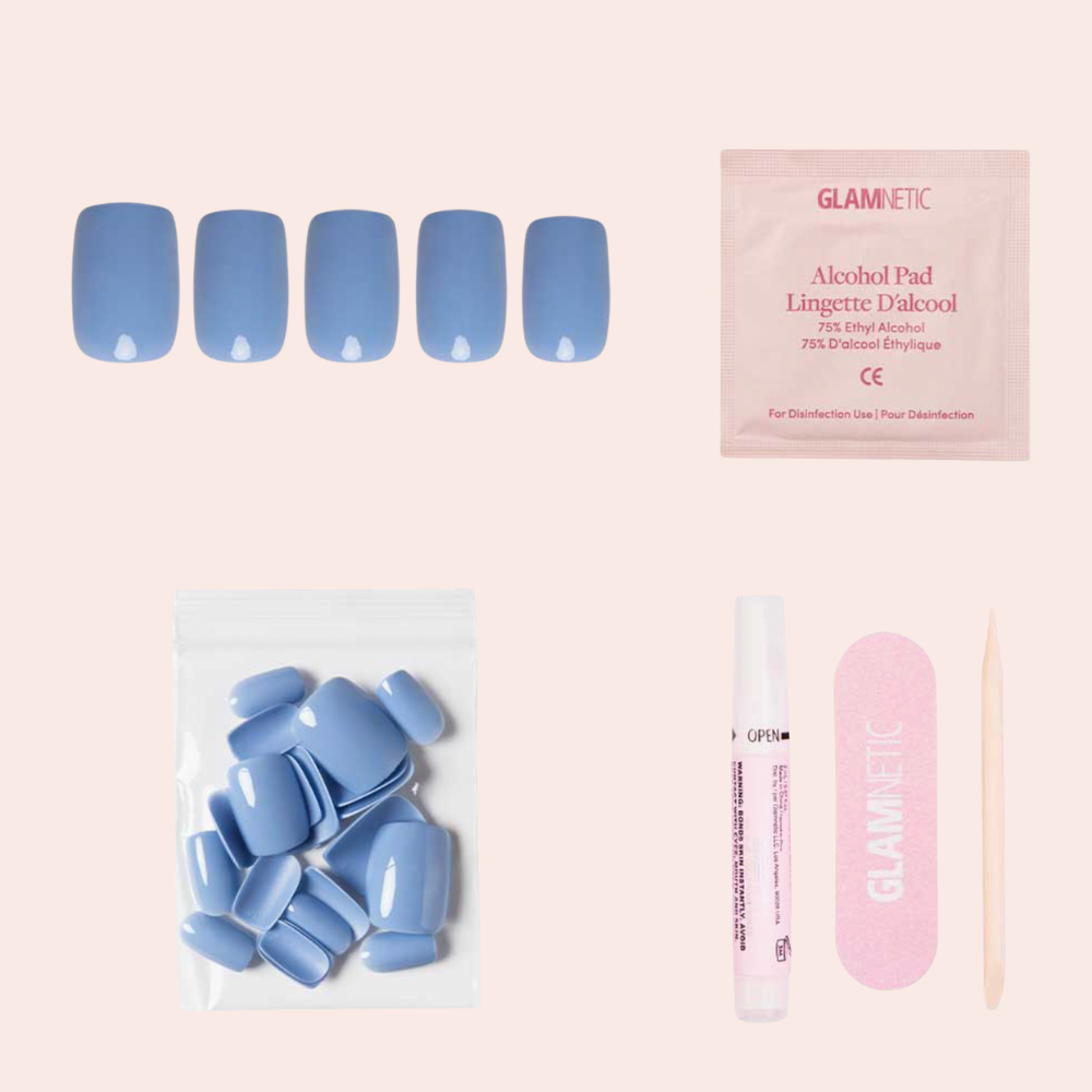 Cashmere Blue Short Squoval Press-On Nails
