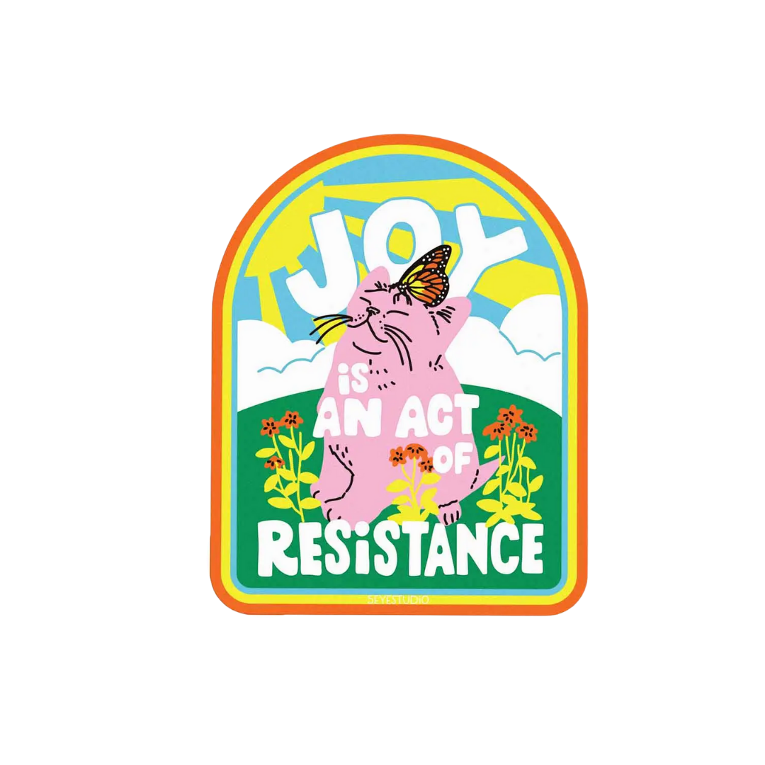 Joy Is An Act of Resistance Kitten Vinyl Sticker