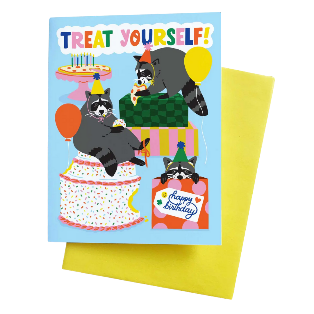 Party Raccoons A2 Birthday Single Greeting Card