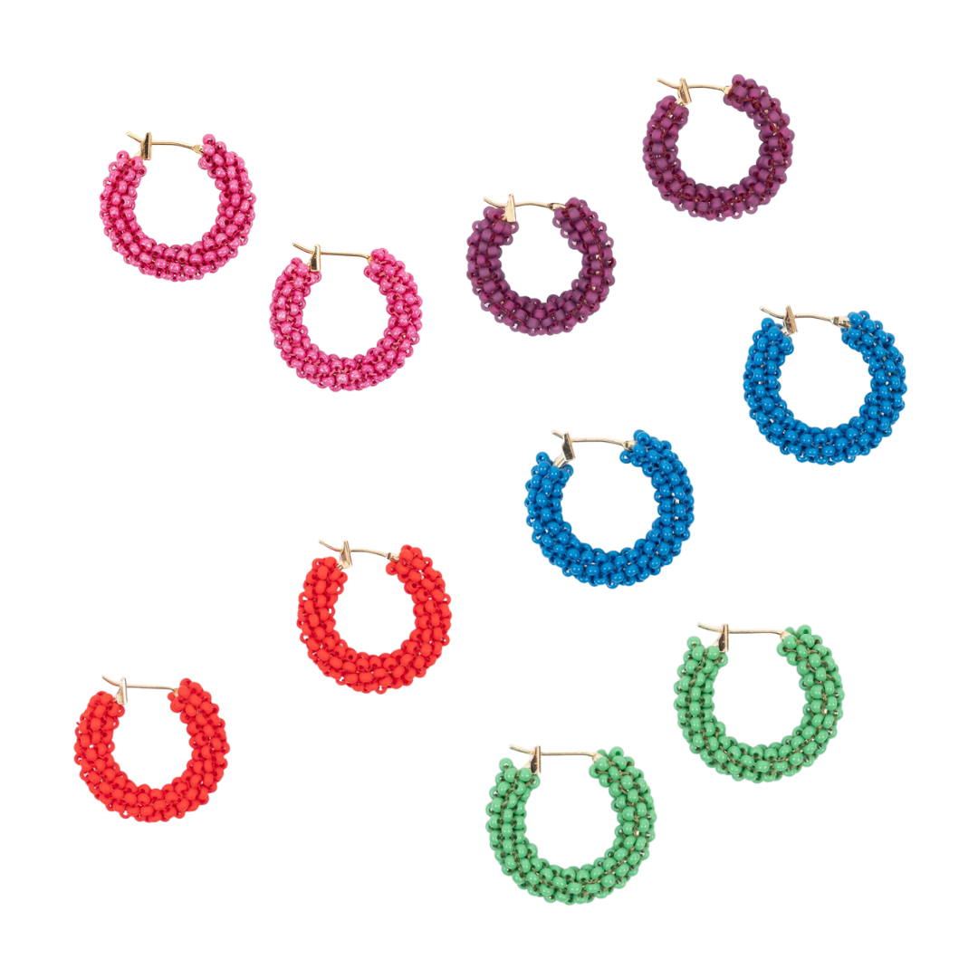 Pop of Color Beaded Hoop Earring