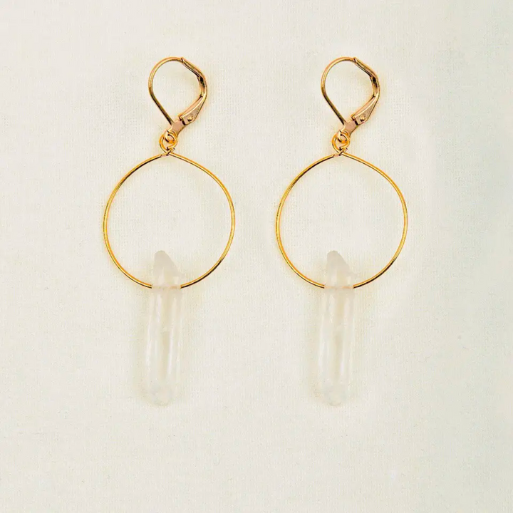 Quartz Hoop Earrings