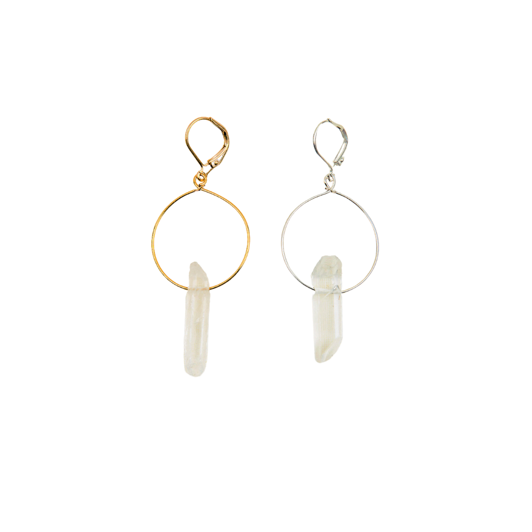 Quartz Hoop Earrings