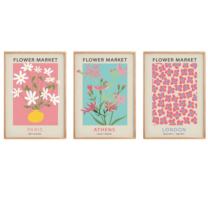 Flower Market Pink & Blue Art Print 18x24