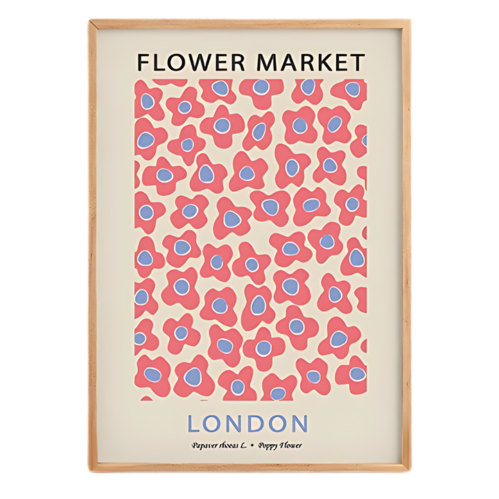 Flower Market Pink & Blue Art Print 18x24