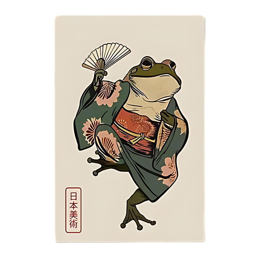 Funny Frog & Cat Japanese Art Print Matsumoto Hoji 18x24