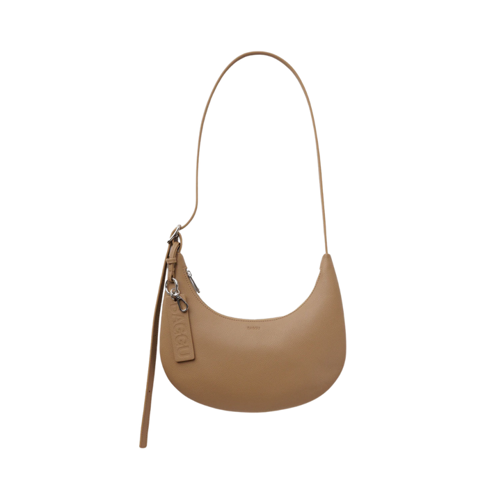 Small Recycled Leather Flat Crescent Bag