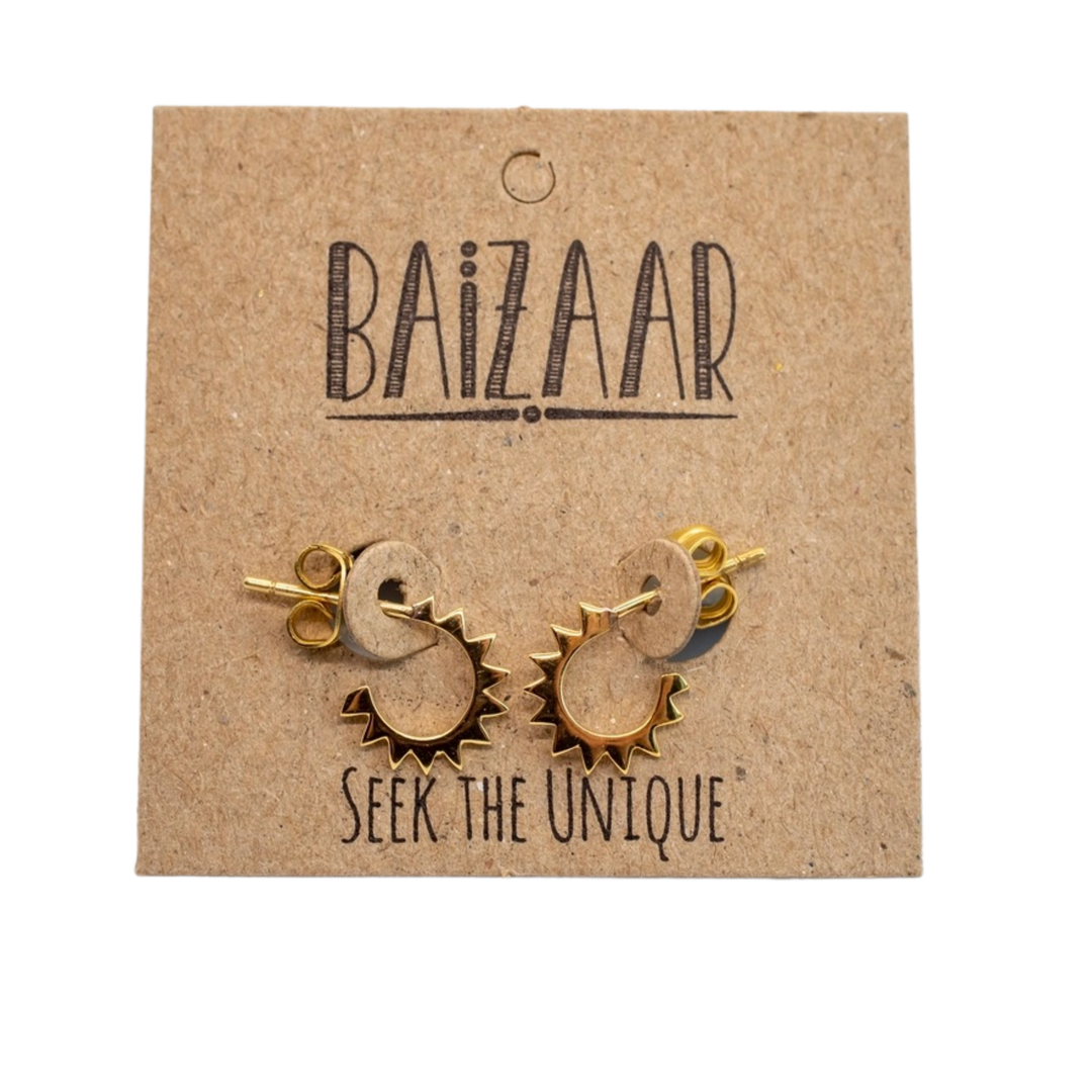 Jagged Huggie Stud Earrings