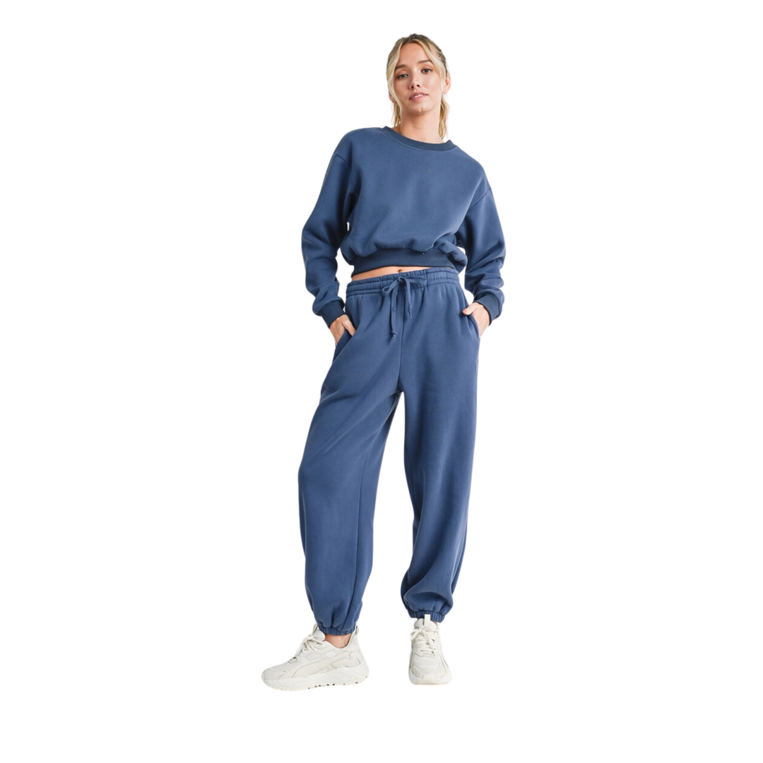 Cropped Sweatshirt Sweatpants Set