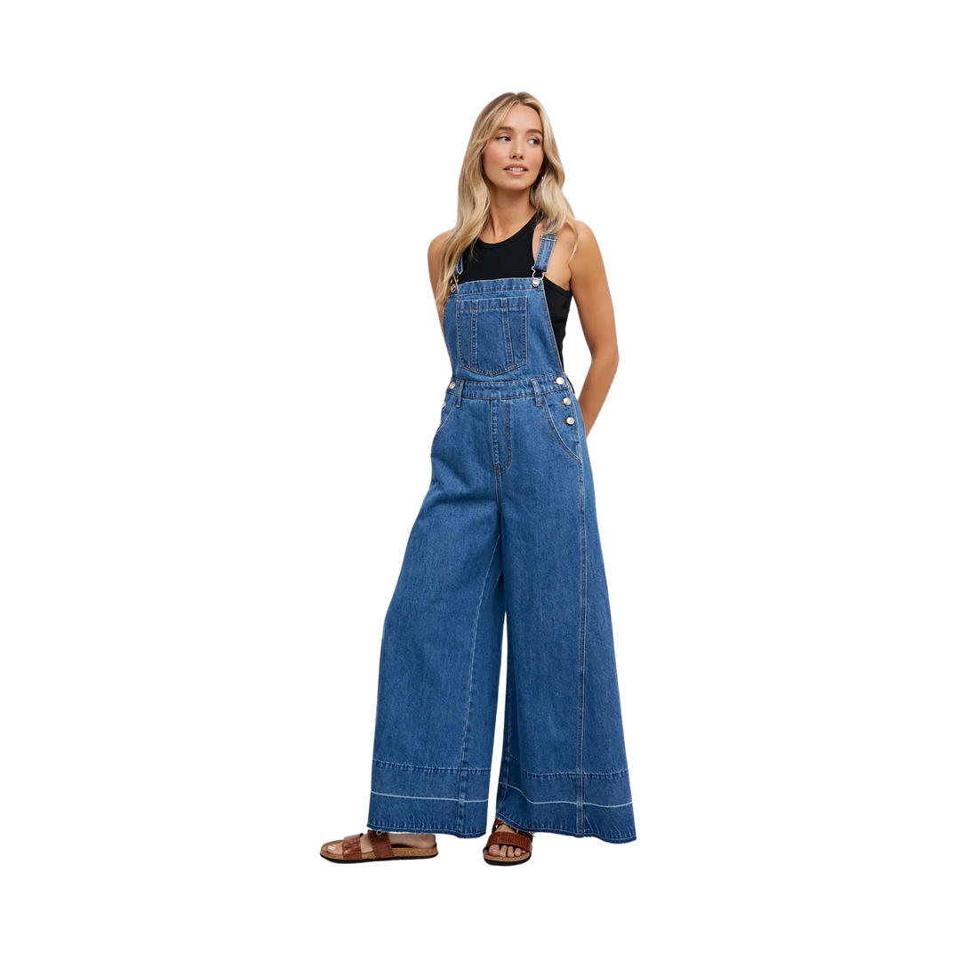 Denim Wide Legs Overalls