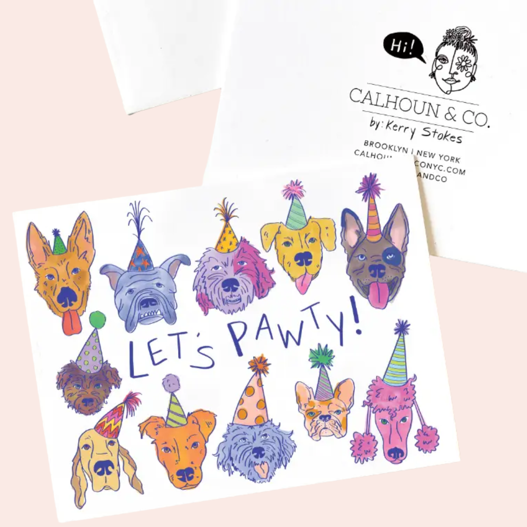 Pawty - Dog Birthday Greeting Card
