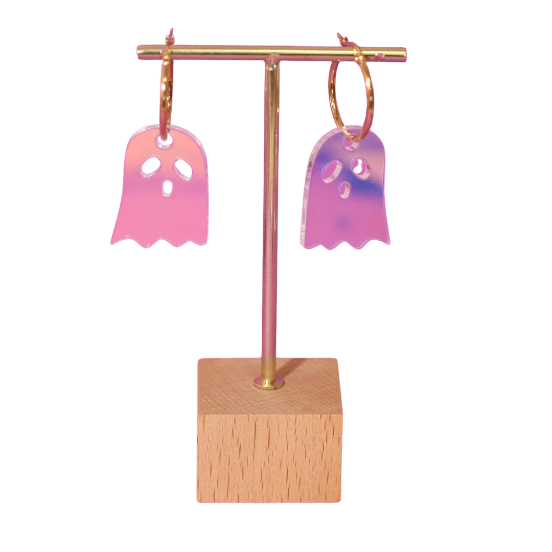 Iridescent Ghost Hoop Earrings