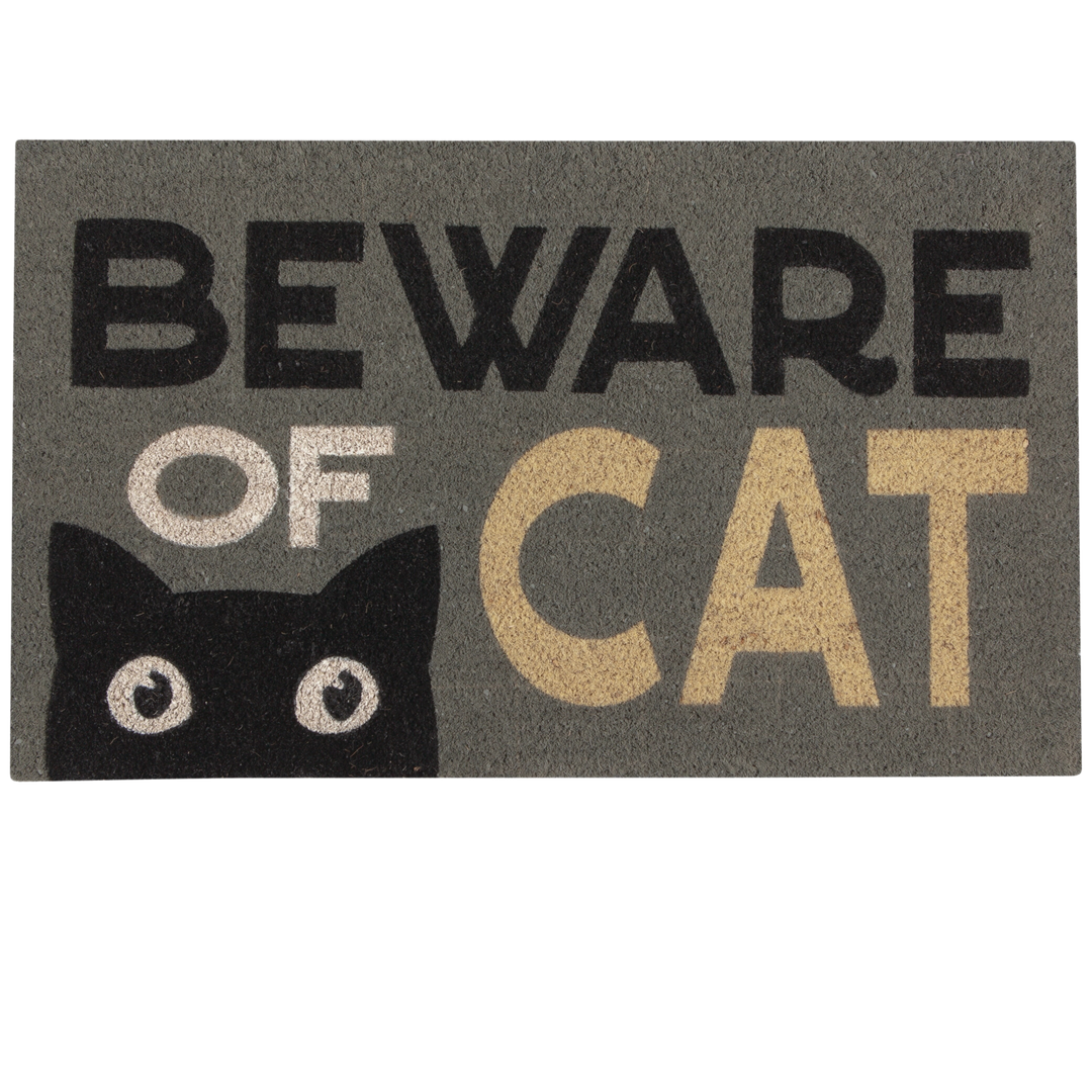 Beware of Cat Coir Doormat