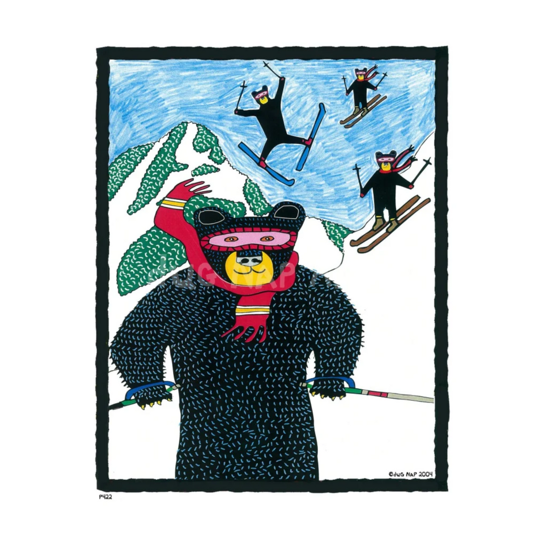 Bears Skiing Art Print (8.5"x11")
