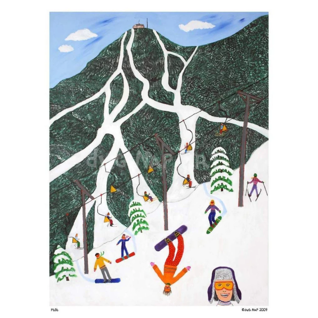 Snowboarders On A Mountain Art Print (8.5"x11")