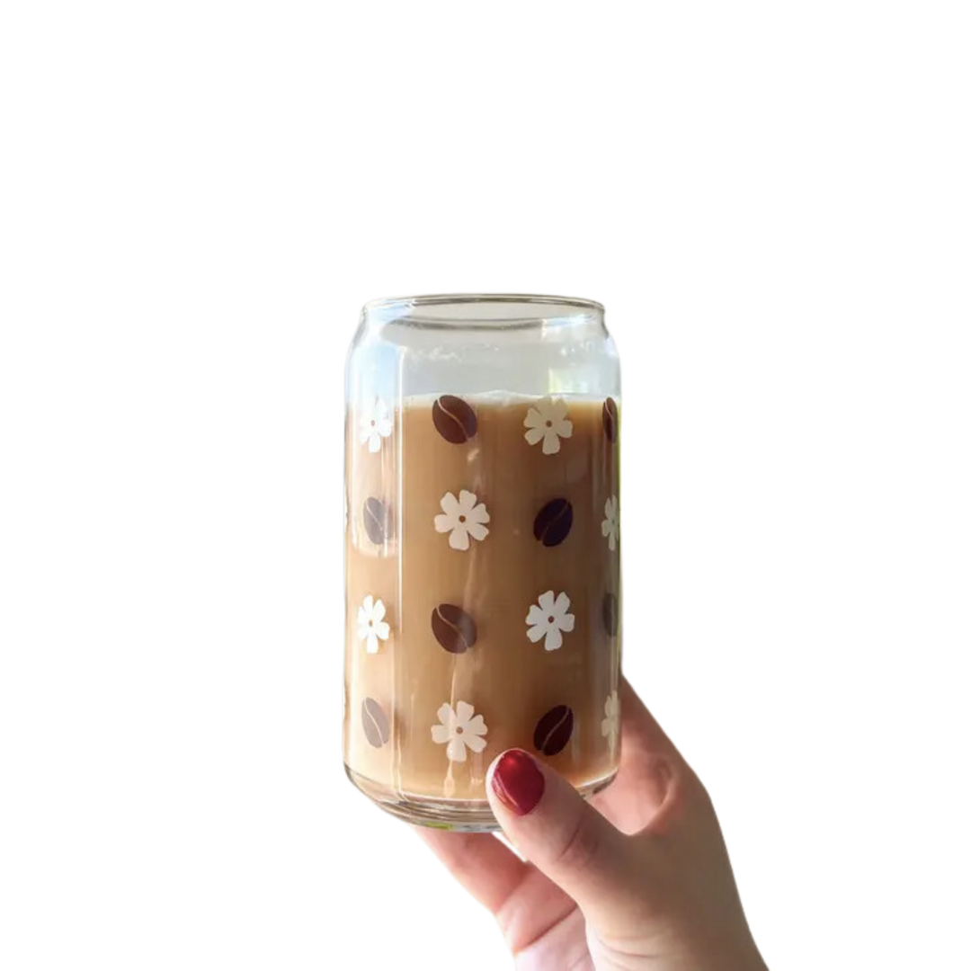 Coffee Bean 16 oz Can Glass Cup-Dishwasher Safe