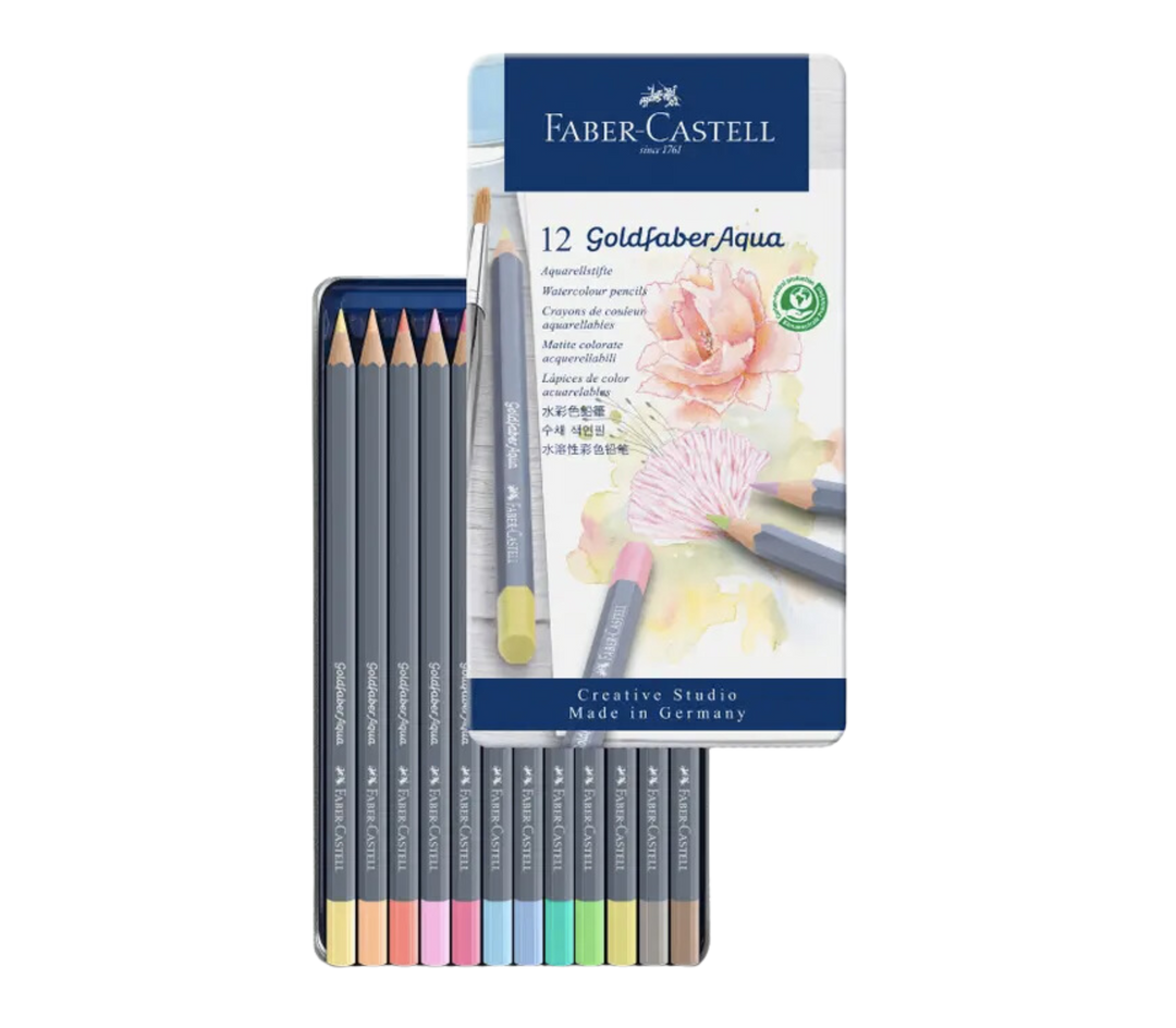 Goldfaber Aqua Watercolor Pencils, Pastels - Tin of 12