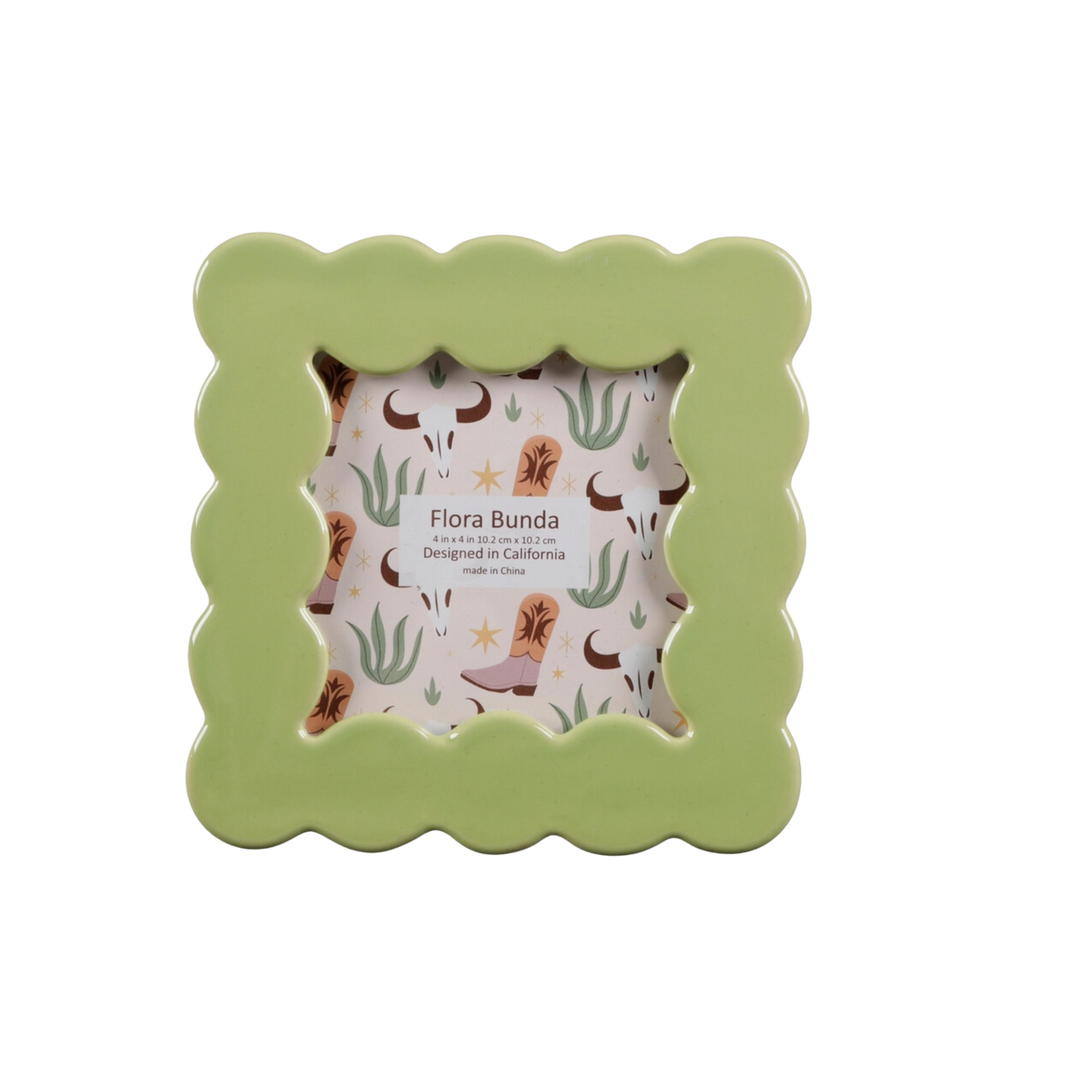 4x4 Scalloped Ceramic Frame in Green