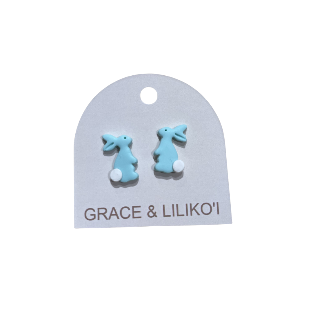Blue Bunny Post Earrings