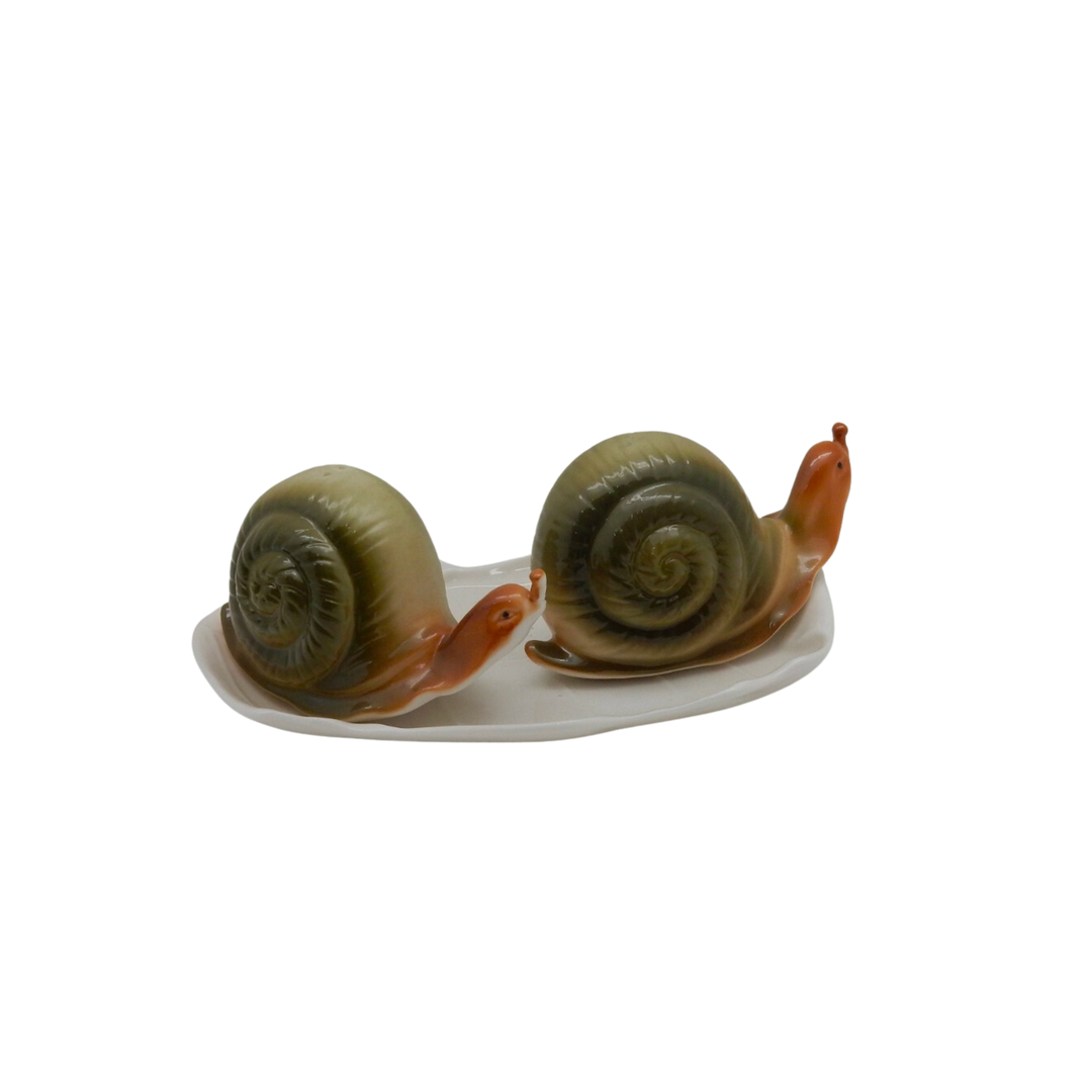 Porcelain Snail Salt and Pepper Shakers