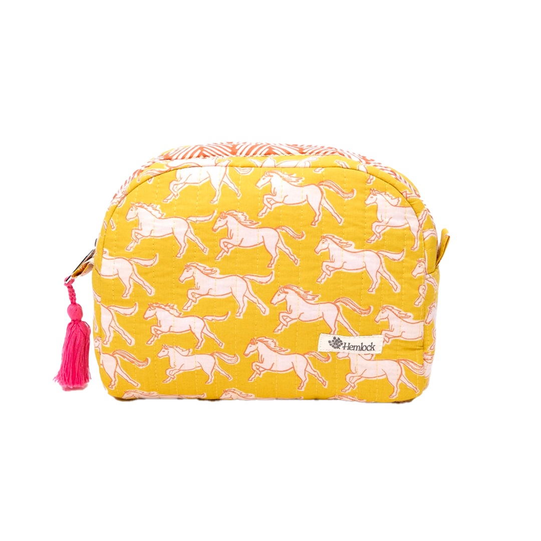 Horses Small Quilted Scallop Zipper Pouch