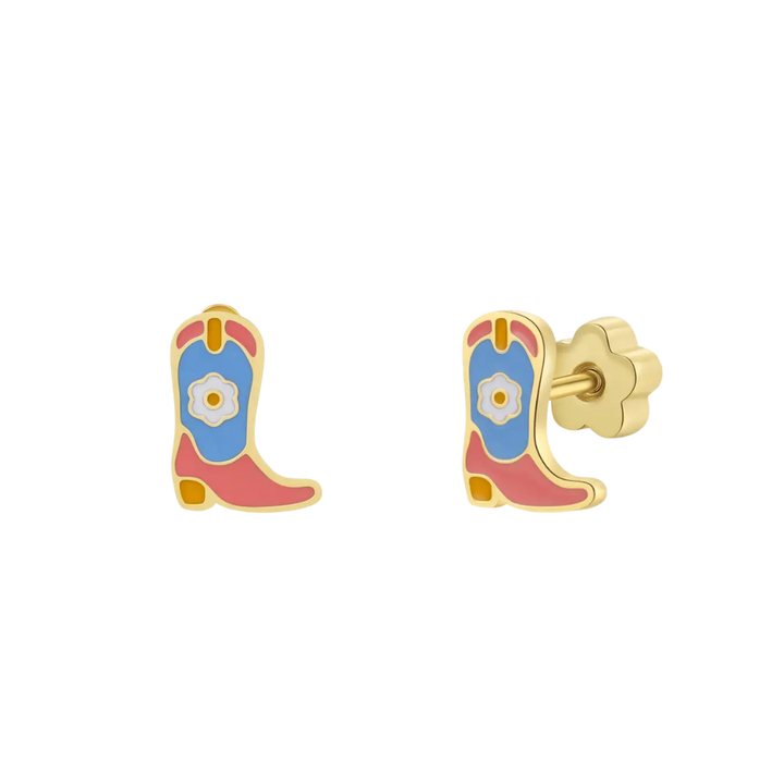 Boots Enamel Flat Back Earrings