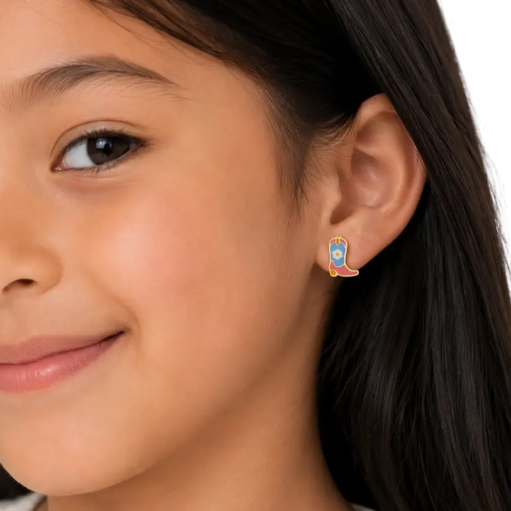 Boots Enamel Flat Back Earrings