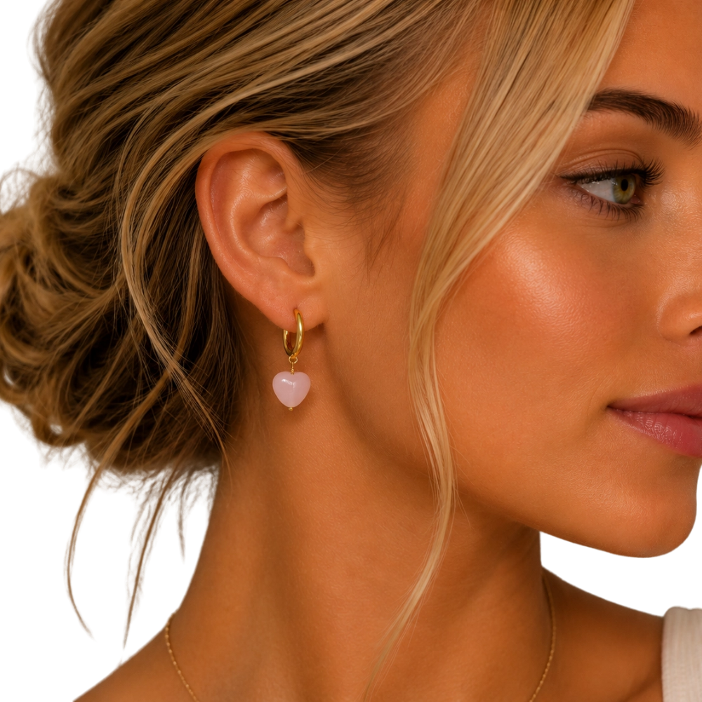 Heart Drop Gold Earrings