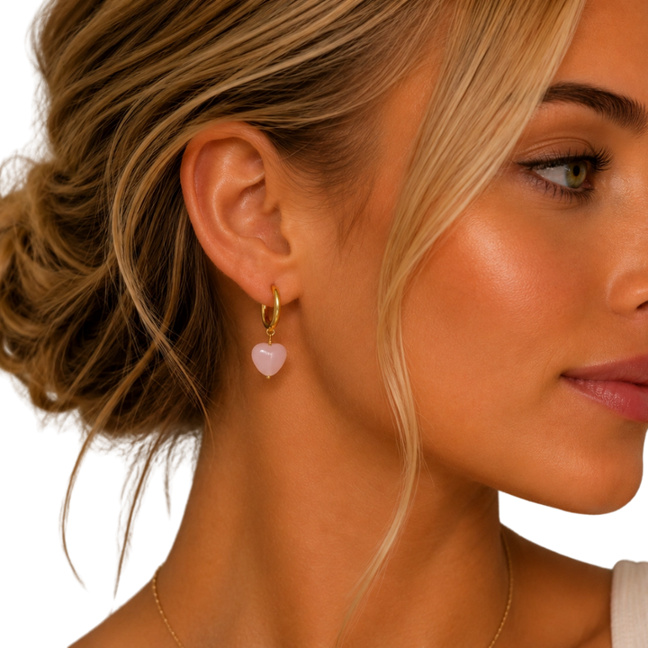 Heart Drop Gold Earrings