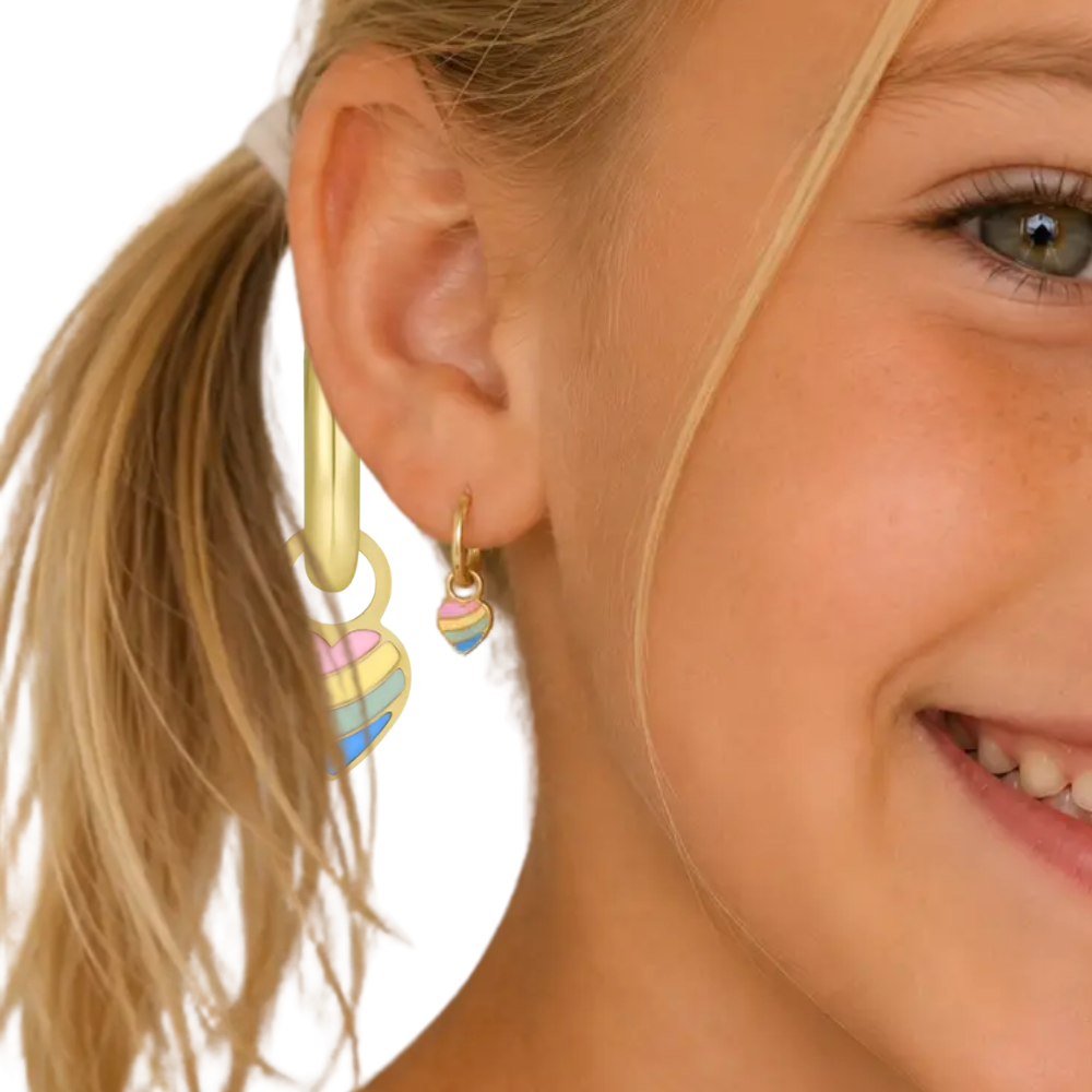 Heart Charm Hoop Earrings