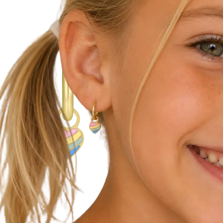 Heart Charm Hoop Earrings
